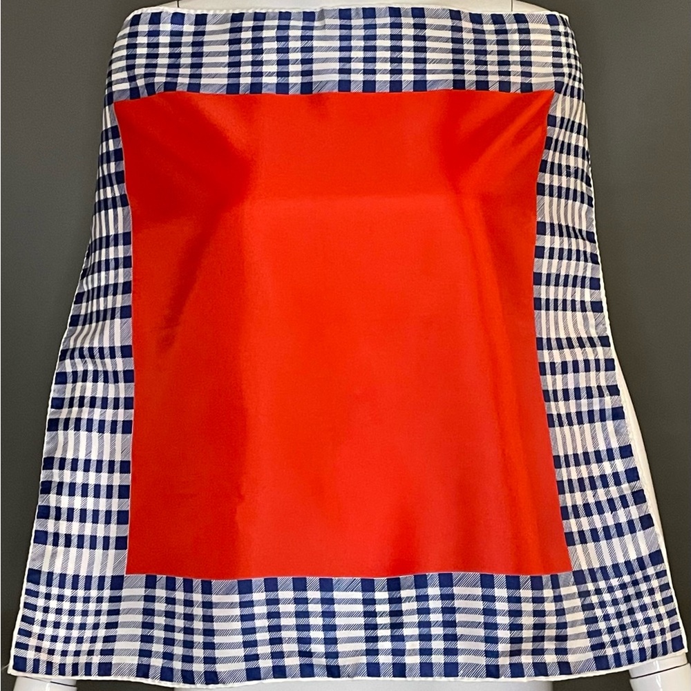 Super Cute Vintage Scarf Red Blue 23 In Sq Excellent Condition - Picture 2 of 7